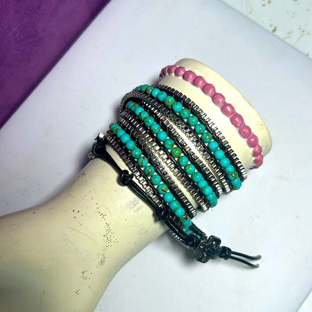 🌟Silver & Turquoise Sassparilla Wrap Bracelet🌟 - Picture 8 of 11